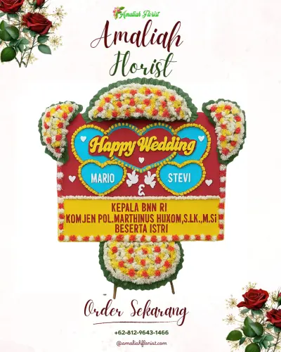 Karangan Papan Bunga Pernikahan di Marongge